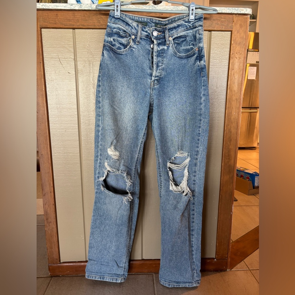 Super high rise straight leg jeans